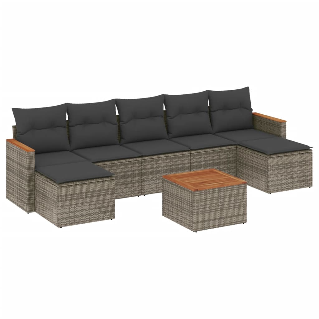 8-delige Loungeset met kussens poly rattan grijs is nu te koop bij PeponiXL, paradijselijk wonen!