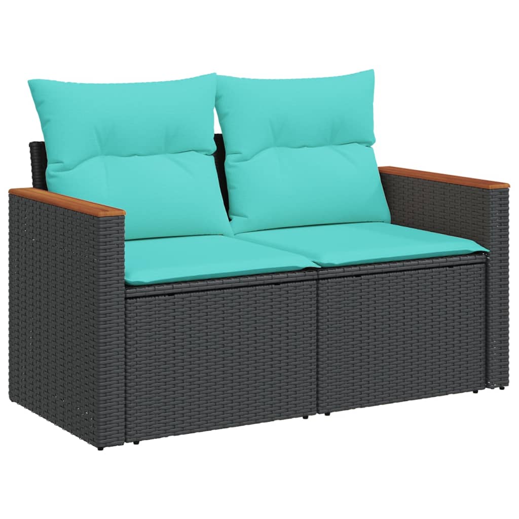 8-delige tuinbankset met kussens, zwart polyrotan is nu te koop bij PeponiXL, paradijselijk wonen!