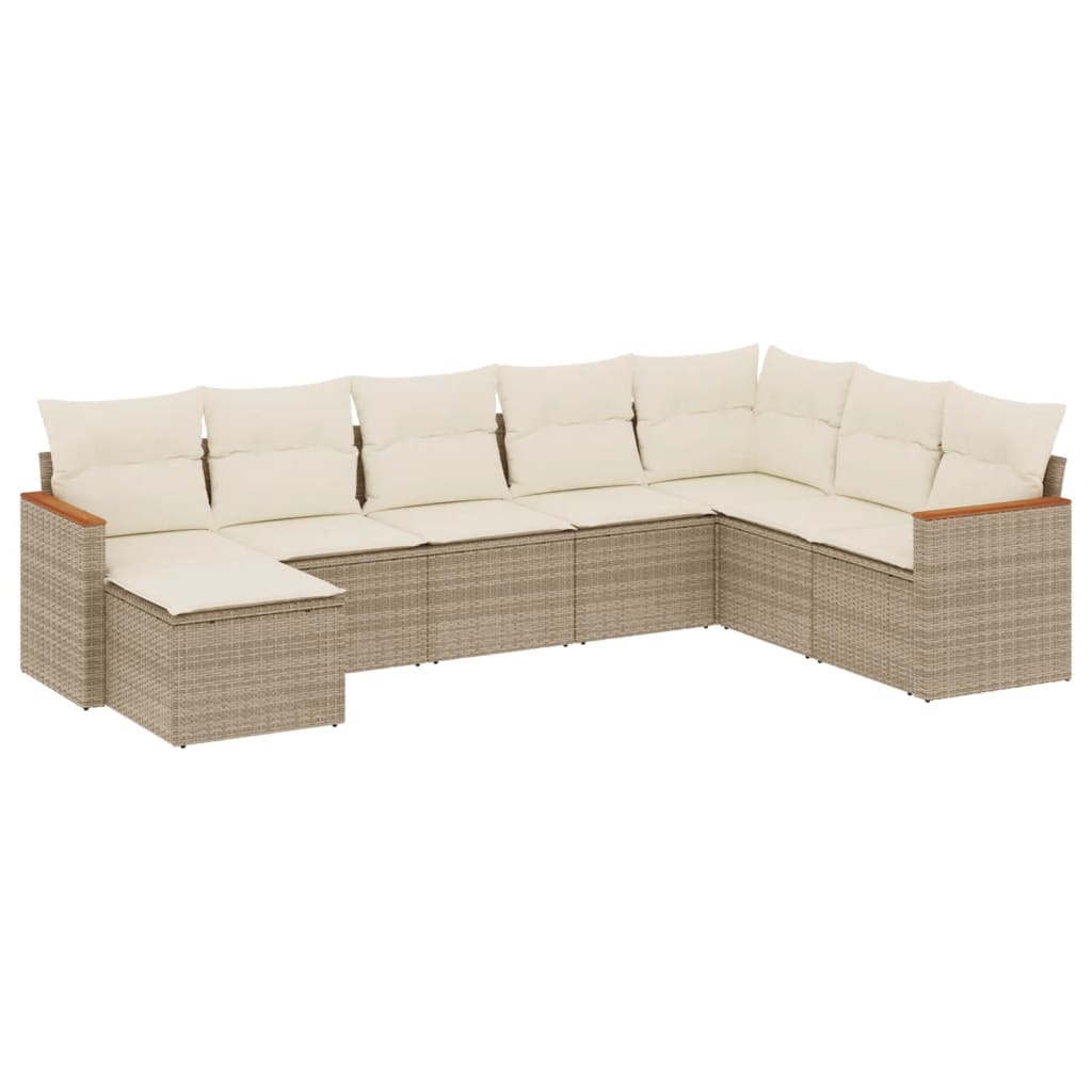 8-delige Loungeset met kussens poly rattan beige is nu te koop bij PeponiXL, paradijselijk wonen!