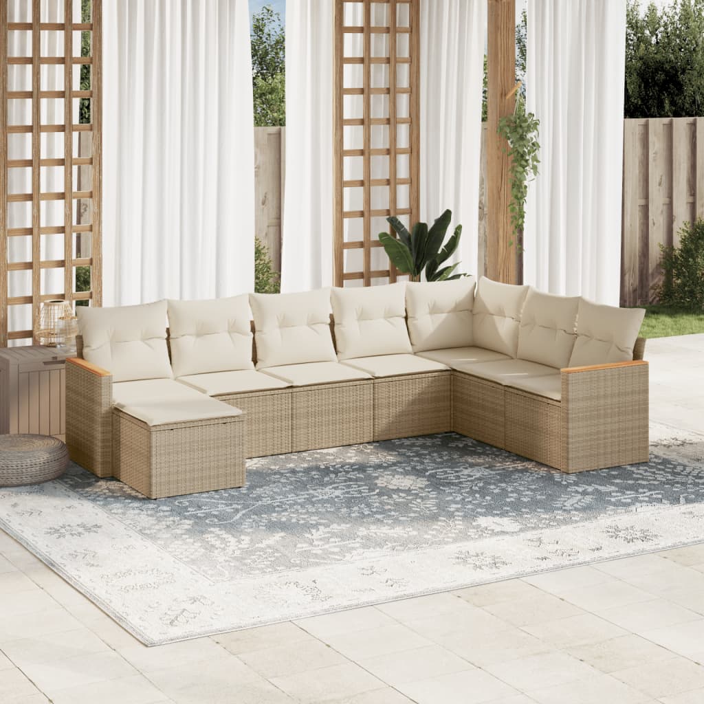 8-delige Loungeset met kussens poly rattan beige is nu te koop bij PeponiXL, paradijselijk wonen!