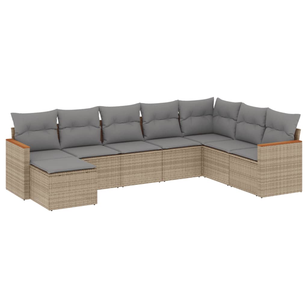 8-delige Loungeset met kussens poly rattan gemengd beige is nu te koop bij PeponiXL, paradijselijk wonen!