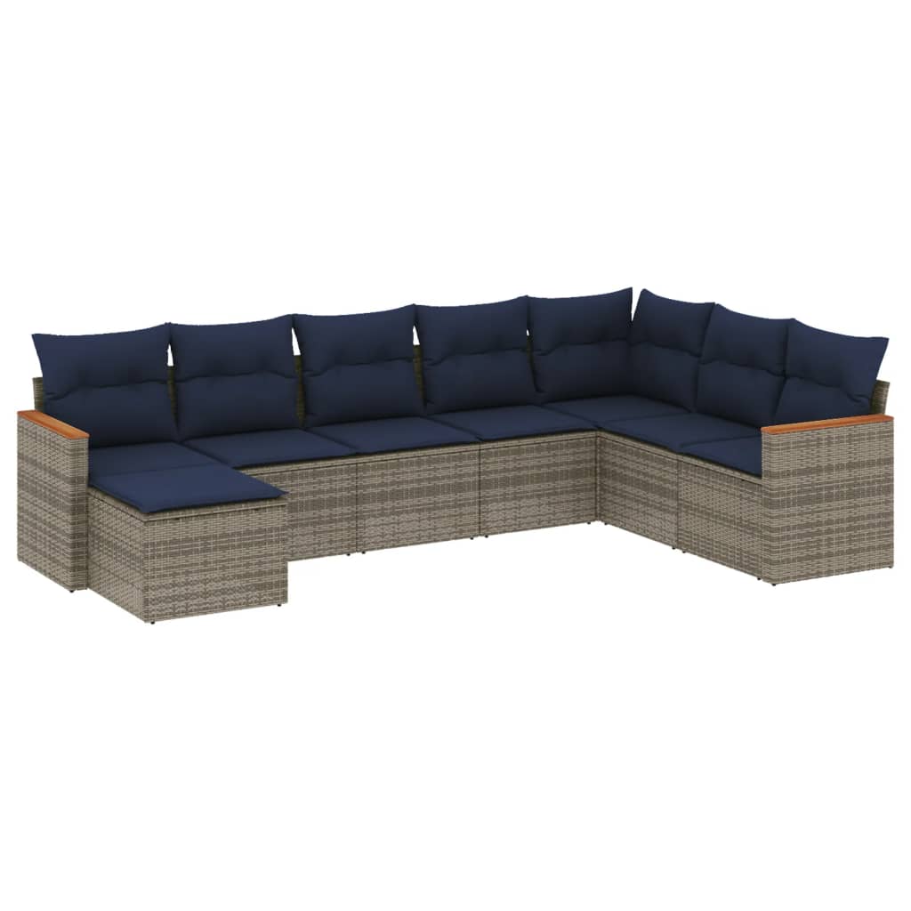 8-delige tuinbankset met kussens, grijs polyrotan is nu te koop bij PeponiXL, paradijselijk wonen!