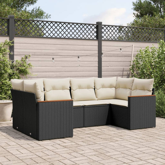 6-delige Loungeset met kussens poly rattan zwart is nu te koop bij PeponiXL, paradijselijk wonen!
