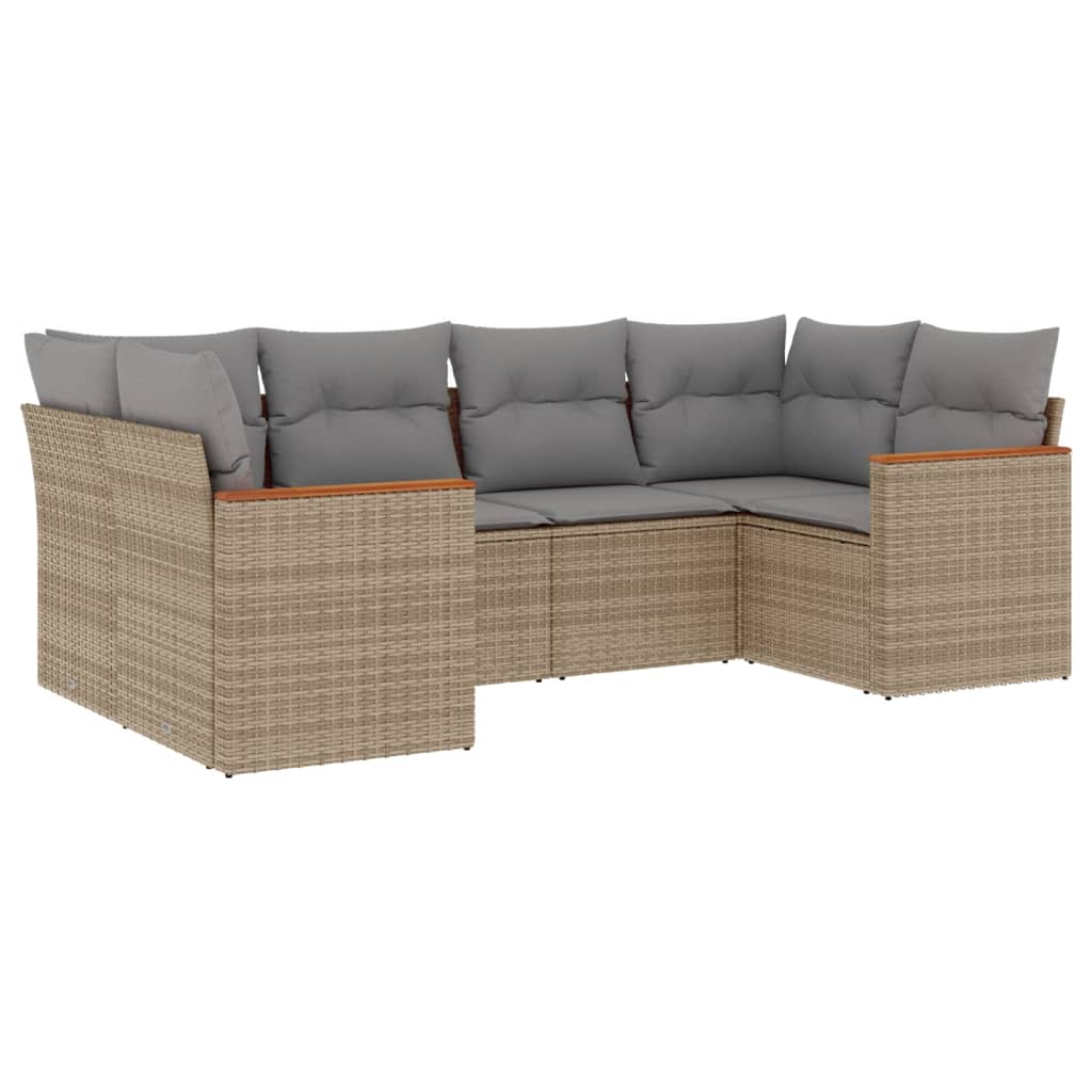 6-delige Loungeset met kussens poly rattan gemengd beige is nu te koop bij PeponiXL, paradijselijk wonen!
