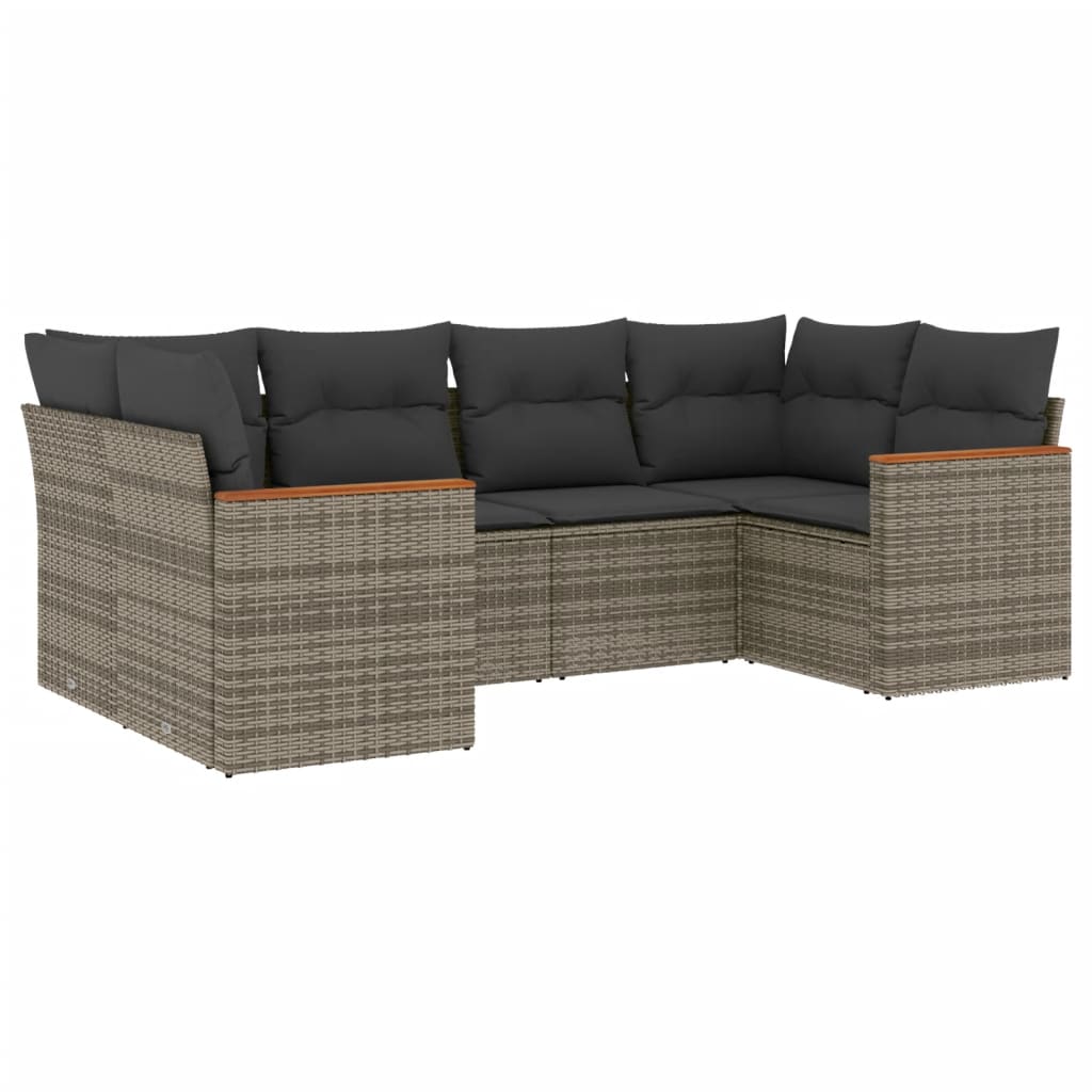 6-delige Loungeset met kussens poly rattan grijs is nu te koop bij PeponiXL, paradijselijk wonen!