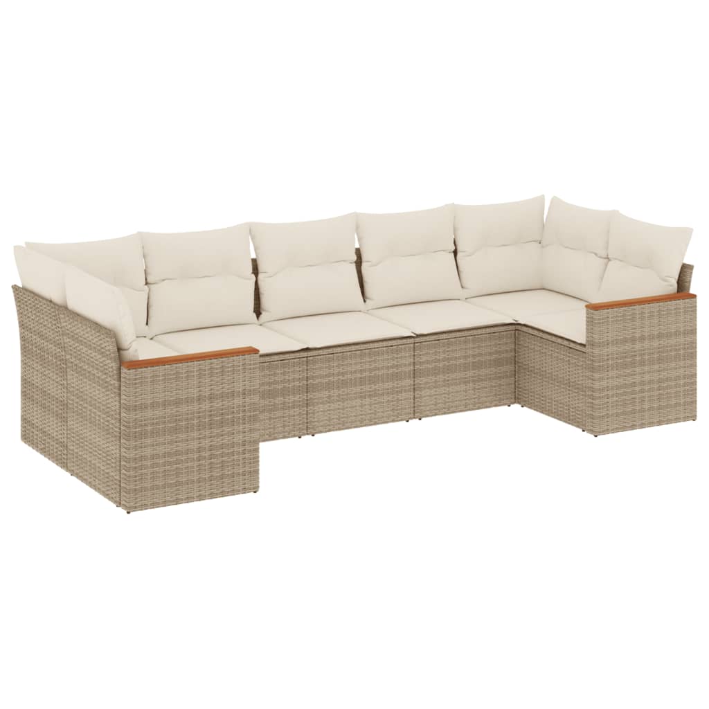 7-delige Loungeset met kussens poly rattan beige is nu te koop bij PeponiXL, paradijselijk wonen!