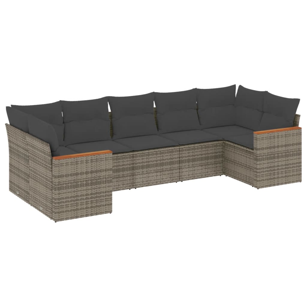 7-delige Loungeset met kussens poly rattan grijs is nu te koop bij PeponiXL, paradijselijk wonen!