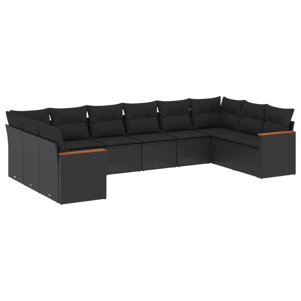 10-delige Loungeset met kussens poly rattan zwart is nu te koop bij PeponiXL, paradijselijk wonen!