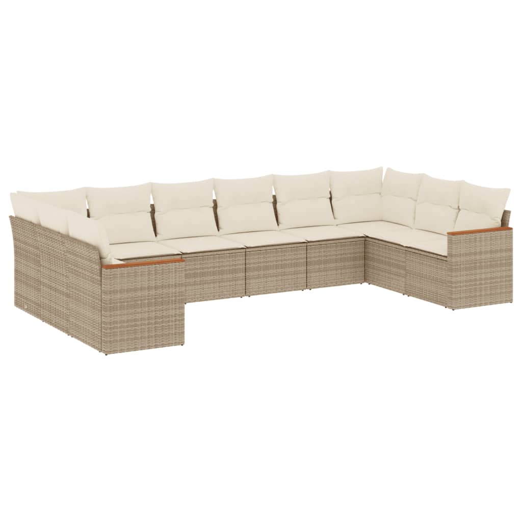 10-delige Loungeset met kussens poly rattan beige is nu te koop bij PeponiXL, paradijselijk wonen!