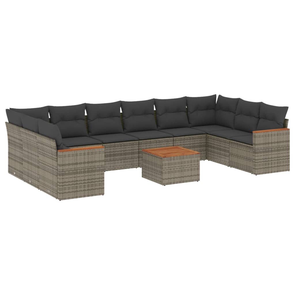 11-delige Loungeset met kussens poly rattan grijs is nu te koop bij PeponiXL, paradijselijk wonen!