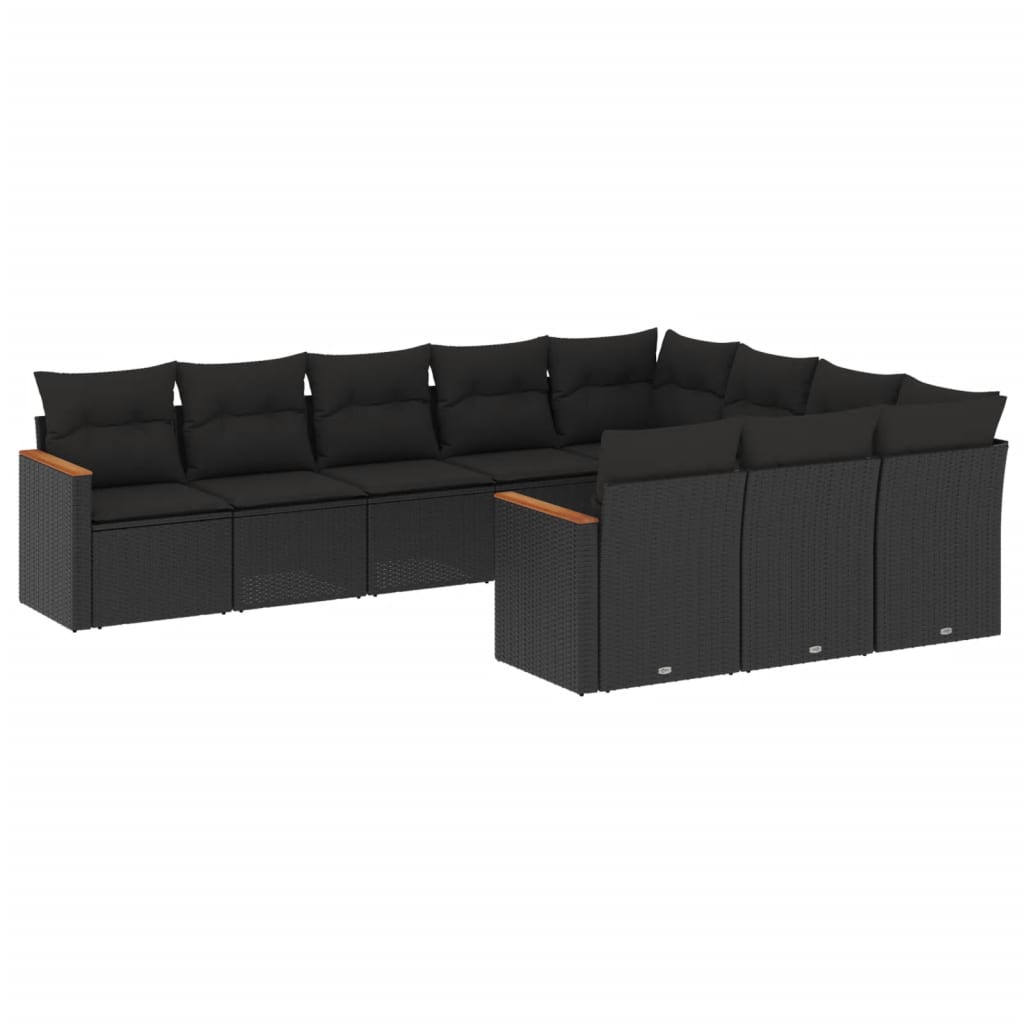 10-delige Loungeset met kussens poly rattan zwart is nu te koop bij PeponiXL, paradijselijk wonen!
