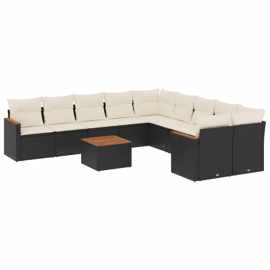 11-delige Loungeset met kussens poly rattan zwart is nu te koop bij PeponiXL, paradijselijk wonen!