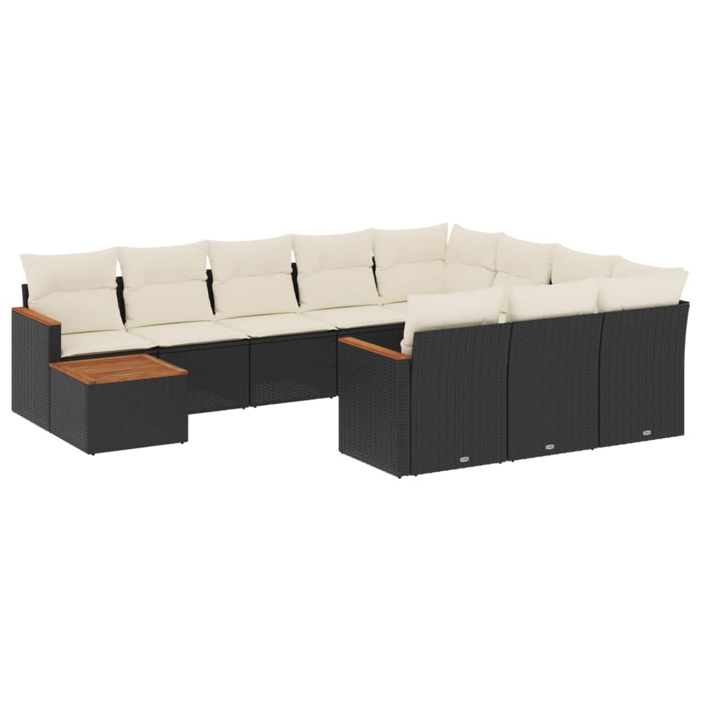 11-delige Loungeset met kussens poly rattan zwart is nu te koop bij PeponiXL, paradijselijk wonen!