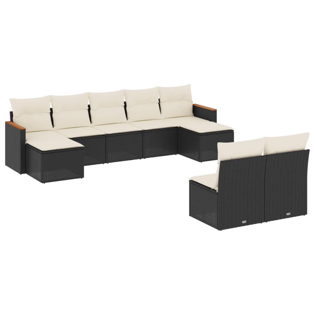 9-delige Loungeset met kussens poly rattan zwart is nu te koop bij PeponiXL, paradijselijk wonen!