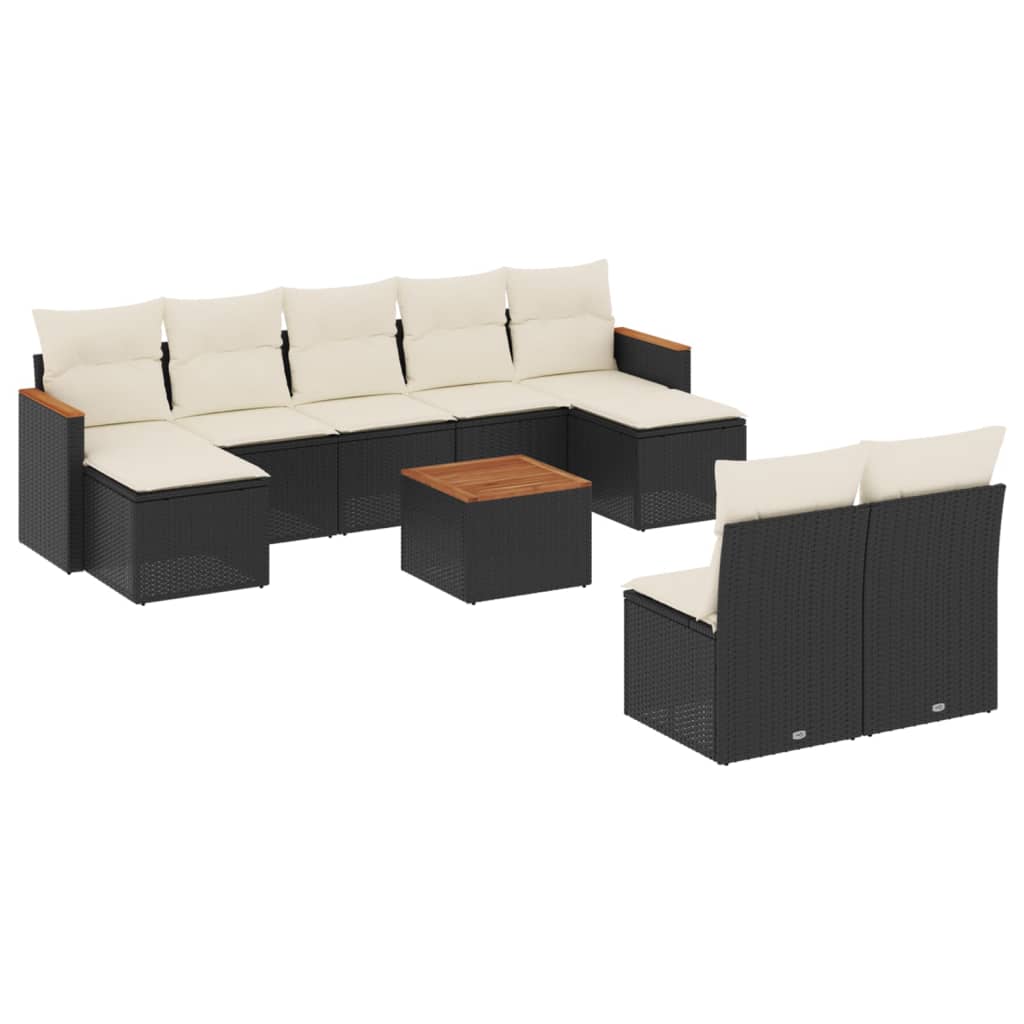 10-delige Loungeset met kussens poly rattan zwart is nu te koop bij PeponiXL, paradijselijk wonen!