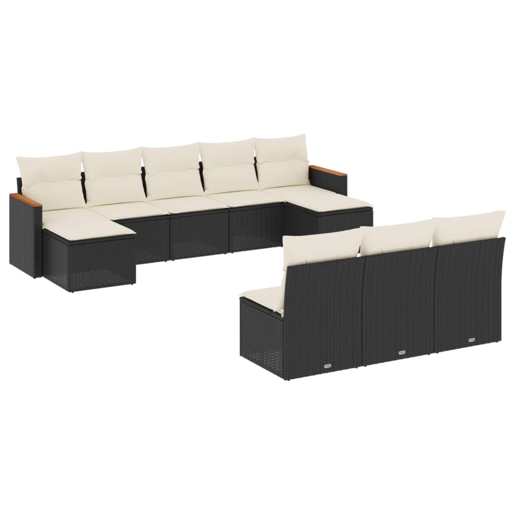 10-delige Loungeset met kussens poly rattan zwart is nu te koop bij PeponiXL, paradijselijk wonen!