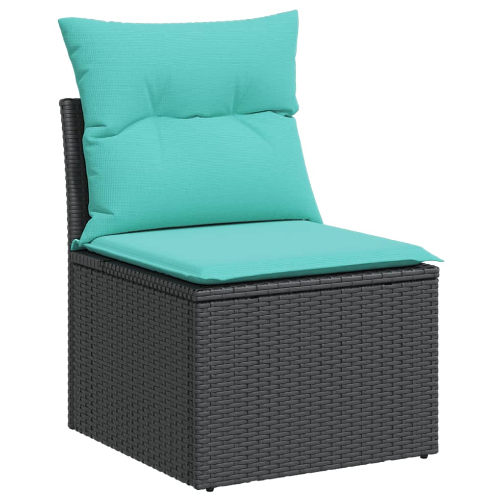 11-delige tuinbankset met kussens, zwart polyrotan is nu te koop bij PeponiXL, paradijselijk wonen!