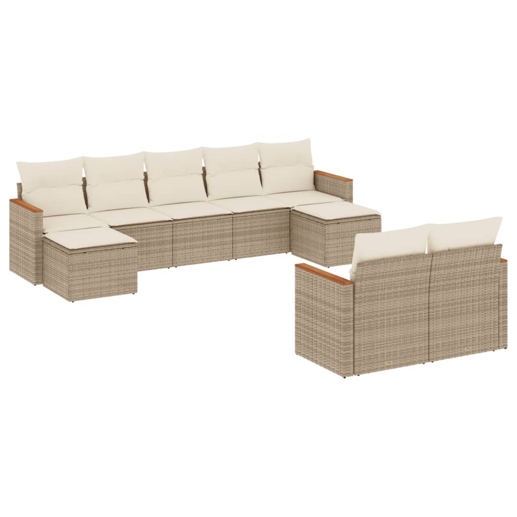 9-delige Loungeset met kussens poly rattan beige is nu te koop bij PeponiXL, paradijselijk wonen!