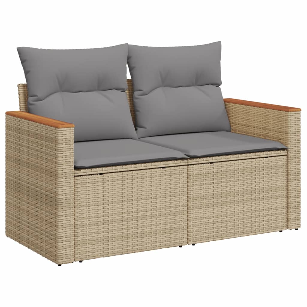 10-delige Loungeset met kussens poly rattan gemengd beige is nu te koop bij PeponiXL, paradijselijk wonen!
