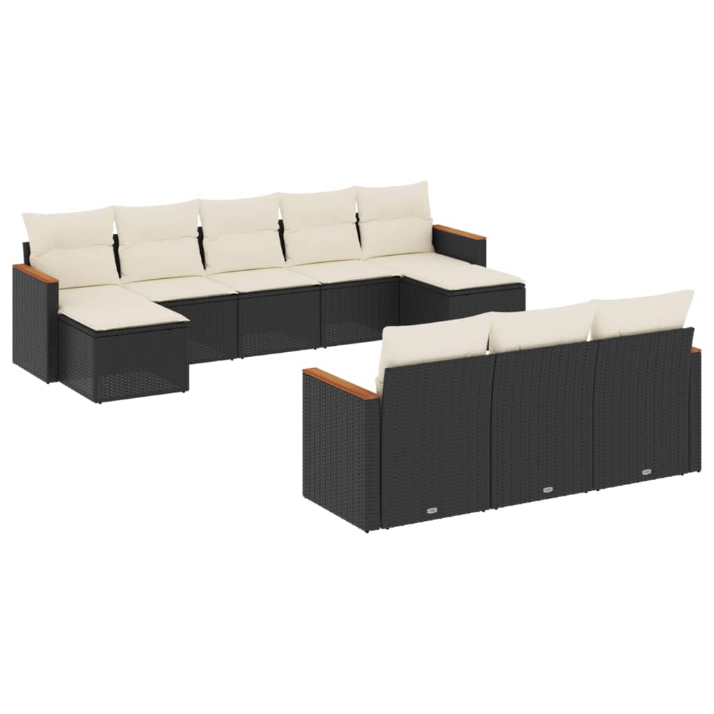 10-delige Loungeset met kussens poly rattan zwart is nu te koop bij PeponiXL, paradijselijk wonen!