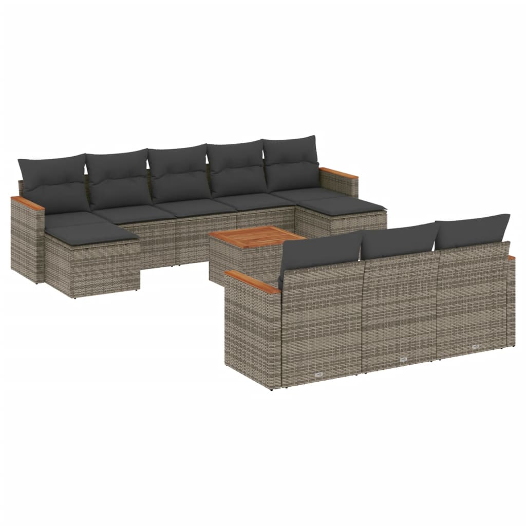 11-delige Loungeset met kussens poly rattan grijs is nu te koop bij PeponiXL, paradijselijk wonen!