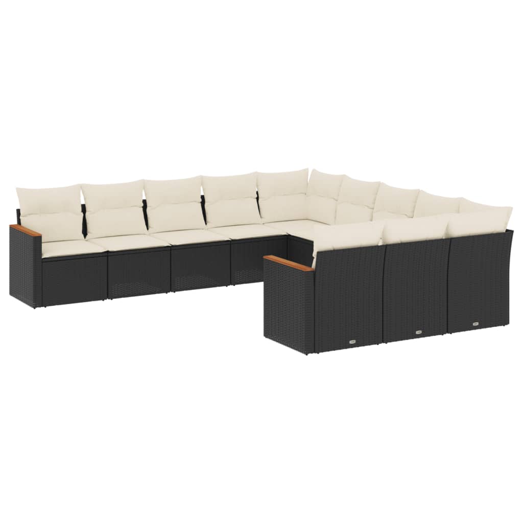 11-delige Loungeset met kussens poly rattan zwart is nu te koop bij PeponiXL, paradijselijk wonen!