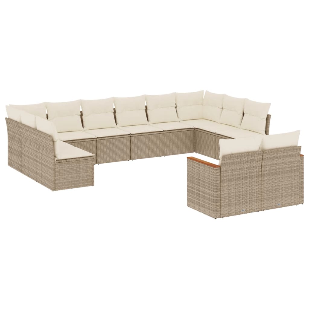 12-delige Loungeset met kussens poly rattan beige is nu te koop bij PeponiXL, paradijselijk wonen!