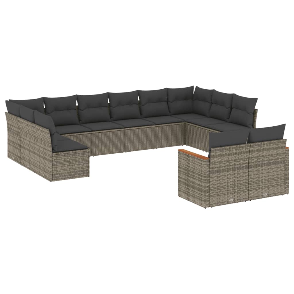 12-delige Loungeset met kussens poly rattan grijs is nu te koop bij PeponiXL, paradijselijk wonen!