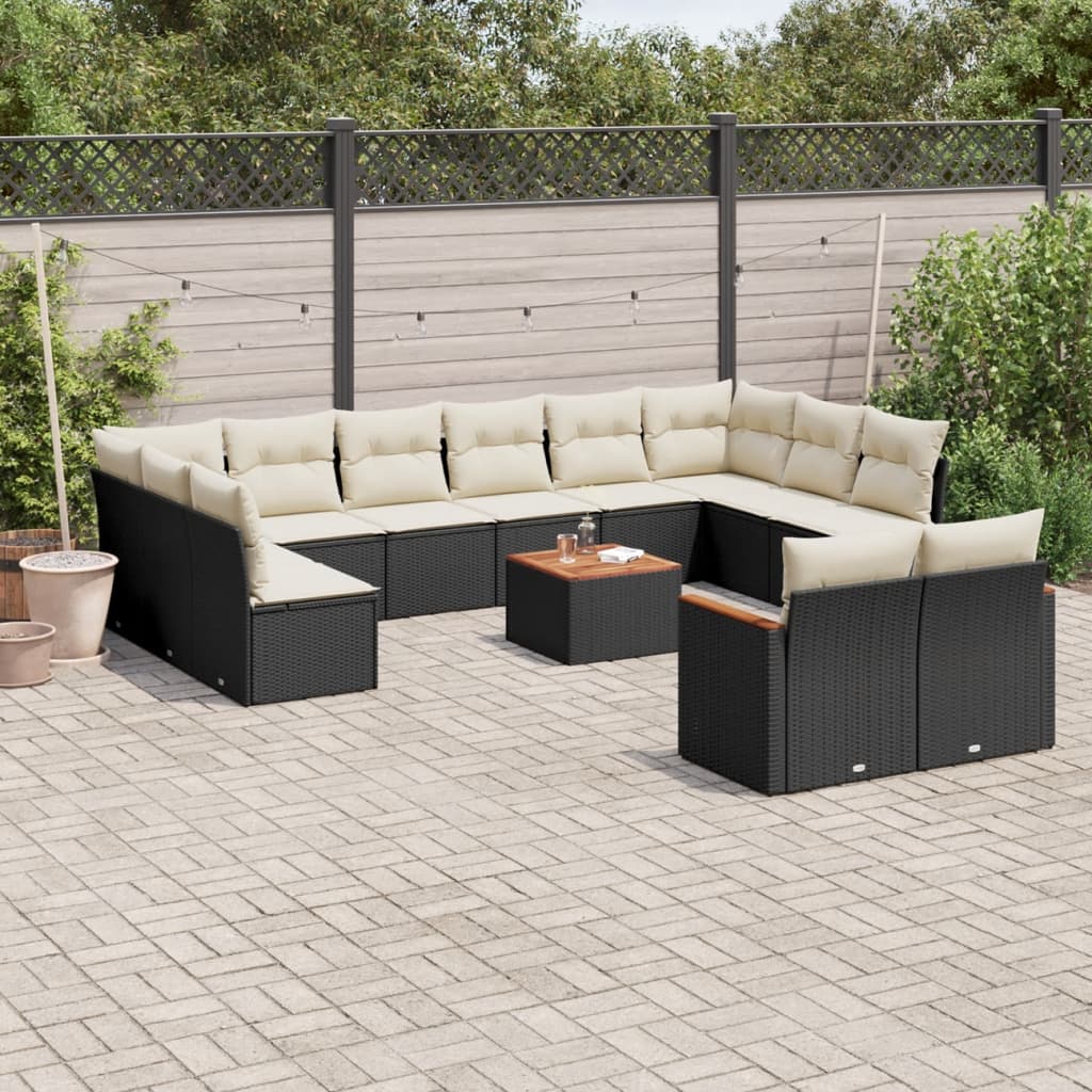 13-delige Loungeset met kussens poly rattan zwart is nu te koop bij PeponiXL, paradijselijk wonen!