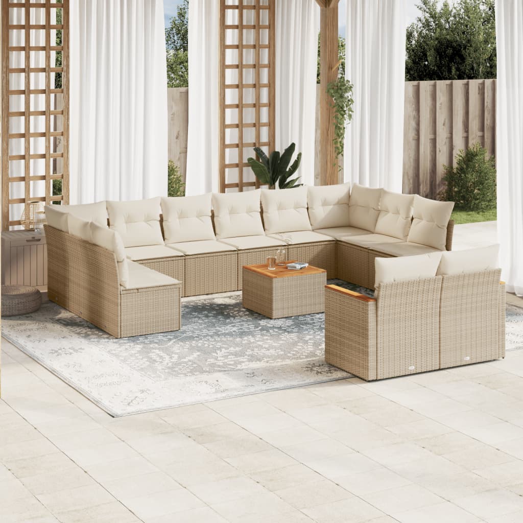 13-delige Loungeset met kussens poly rattan beige is nu te koop bij PeponiXL, paradijselijk wonen!