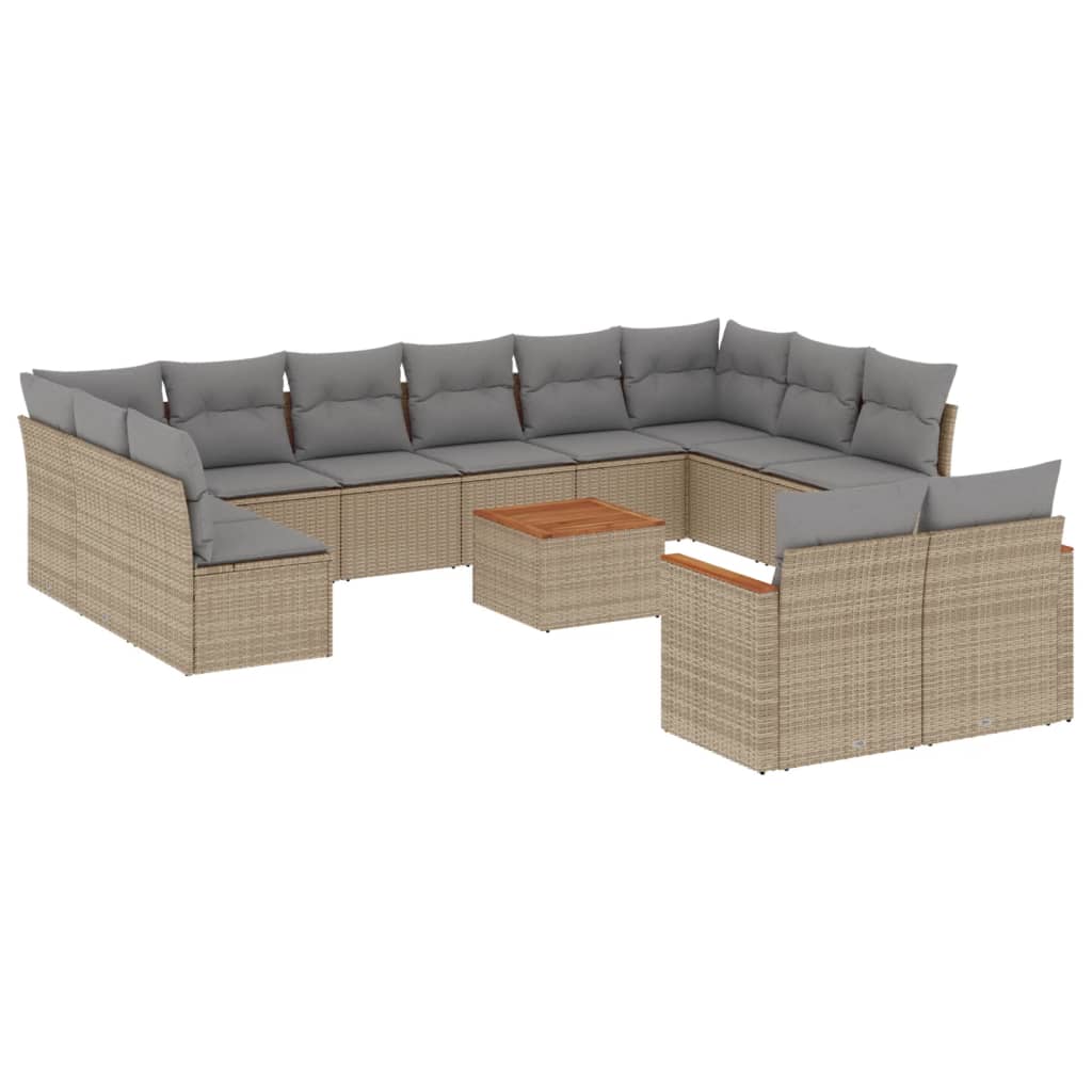 13-delige Loungeset met kussens poly rattan gemengd beige is nu te koop bij PeponiXL, paradijselijk wonen!