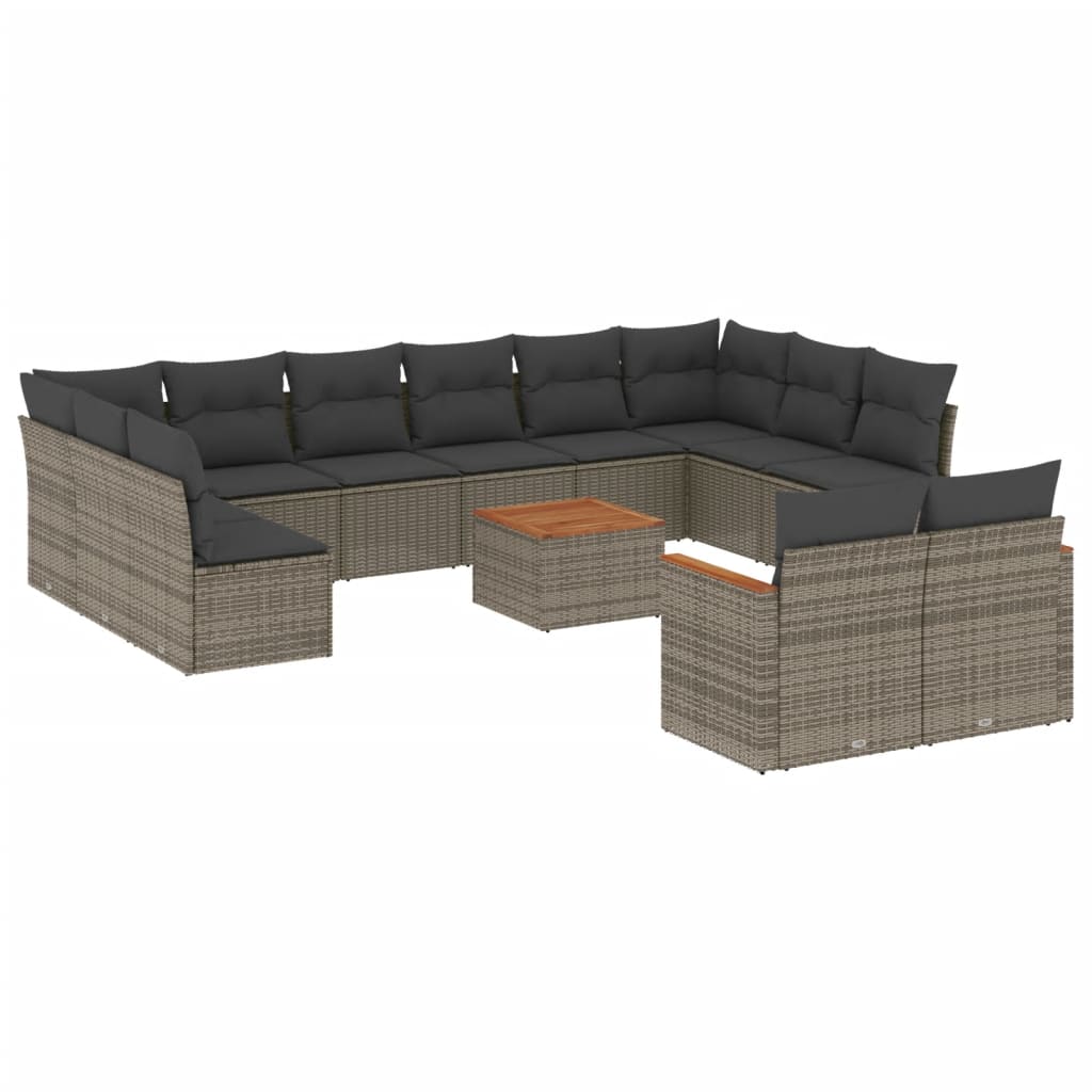 13-delige Loungeset met kussens poly rattan grijs is nu te koop bij PeponiXL, paradijselijk wonen!