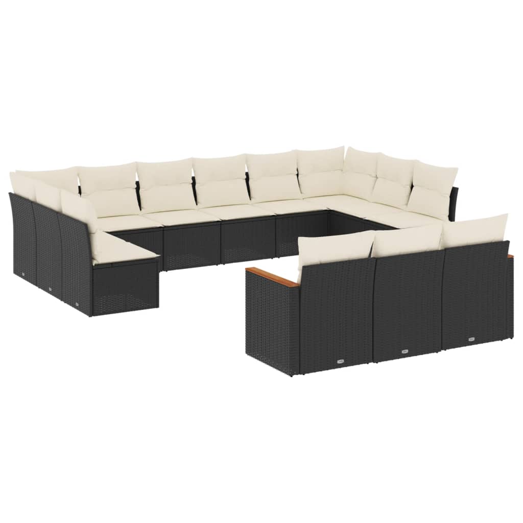 13-delige Loungeset met kussens poly rattan zwart is nu te koop bij PeponiXL, paradijselijk wonen!