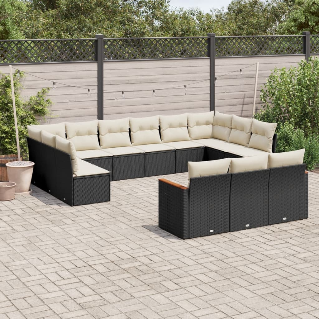 13-delige Loungeset met kussens poly rattan zwart is nu te koop bij PeponiXL, paradijselijk wonen!