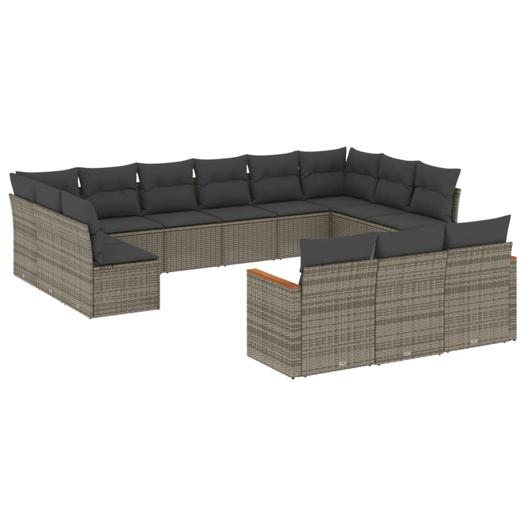 13-delige Loungeset met kussens poly rattan grijs is nu te koop bij PeponiXL, paradijselijk wonen!