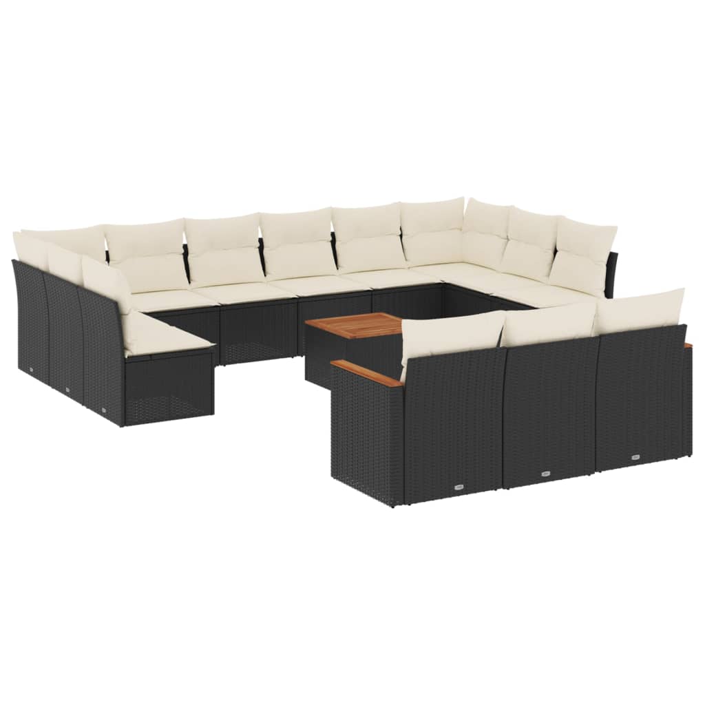 14-delige Loungeset met kussens poly rattan zwart is nu te koop bij PeponiXL, paradijselijk wonen!