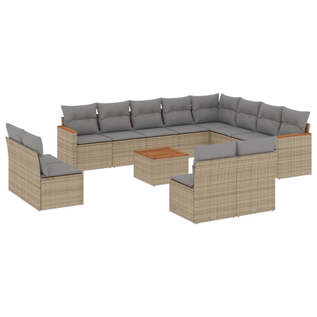 13-delige Loungeset met kussens poly rattan gemengd beige is nu te koop bij PeponiXL, paradijselijk wonen!