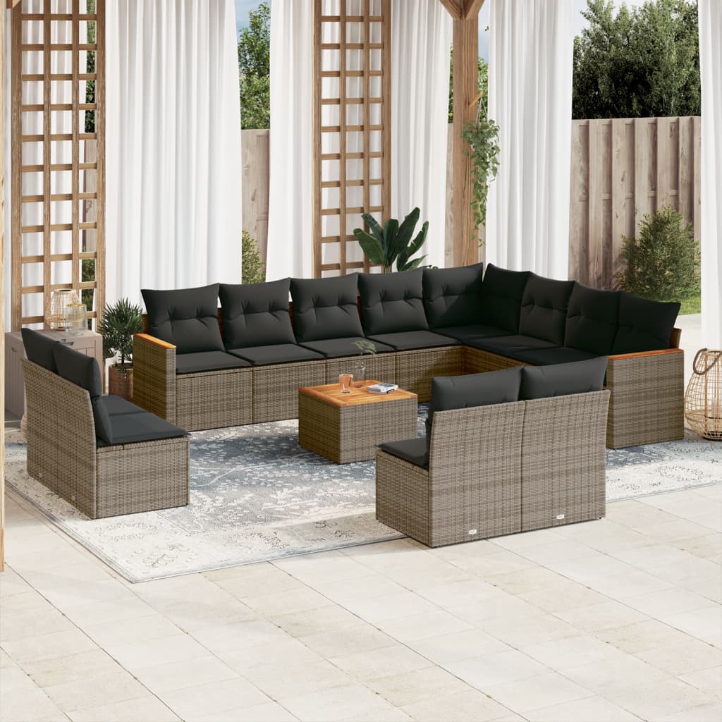 13-delige Loungeset met kussens poly rattan grijs is nu te koop bij PeponiXL, paradijselijk wonen!