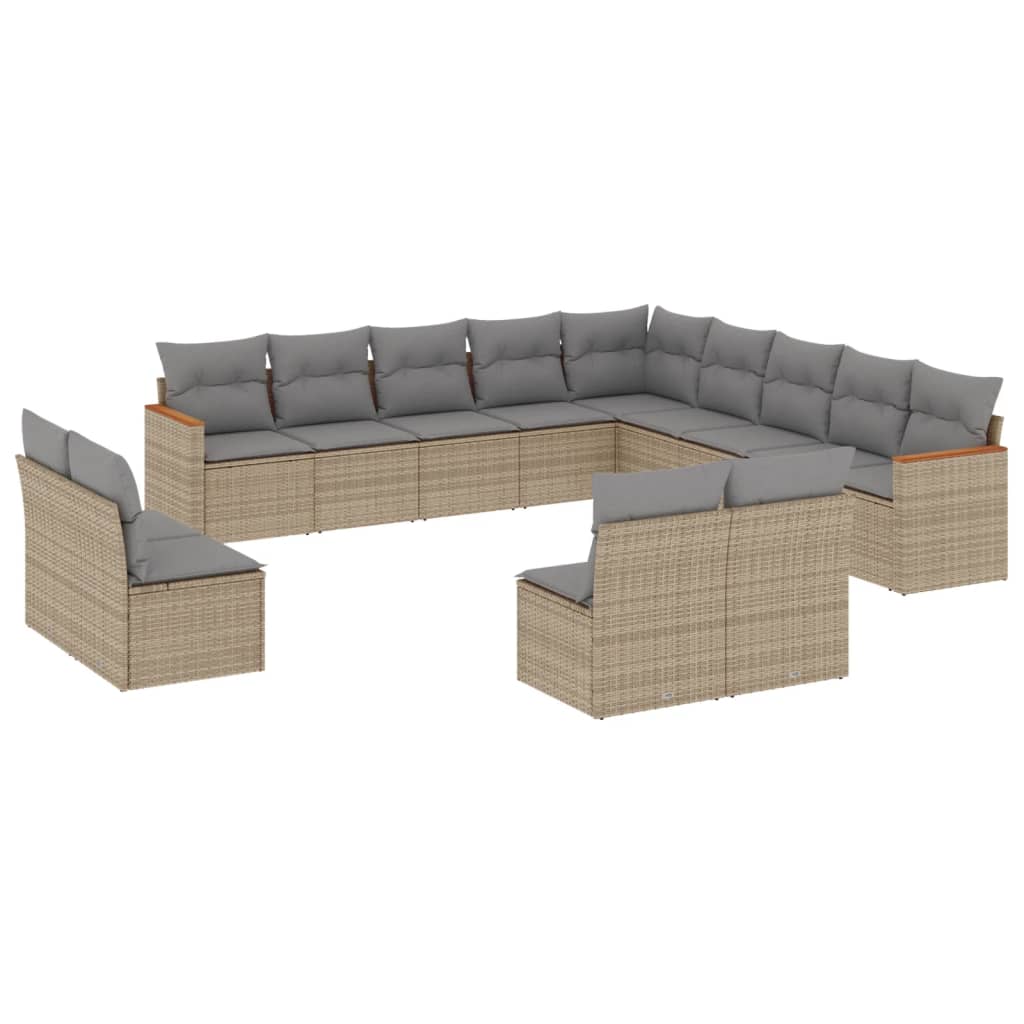 13-delige Loungeset met kussens poly rattan gemengd beige is nu te koop bij PeponiXL, paradijselijk wonen!