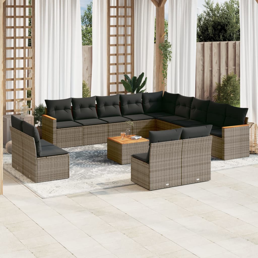 14-delige Loungeset met kussens poly rattan grijs is nu te koop bij PeponiXL, paradijselijk wonen!