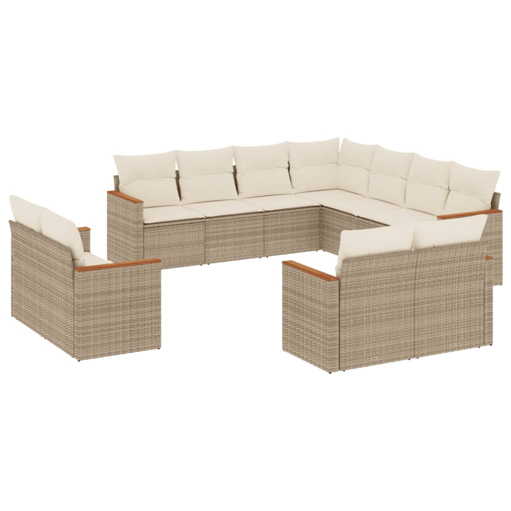 11-delige Tuinset met kussens poly rattan beige is nu te koop bij PeponiXL, paradijselijk wonen!