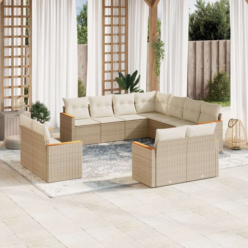 11-delige Tuinset met kussens poly rattan beige is nu te koop bij PeponiXL, paradijselijk wonen!