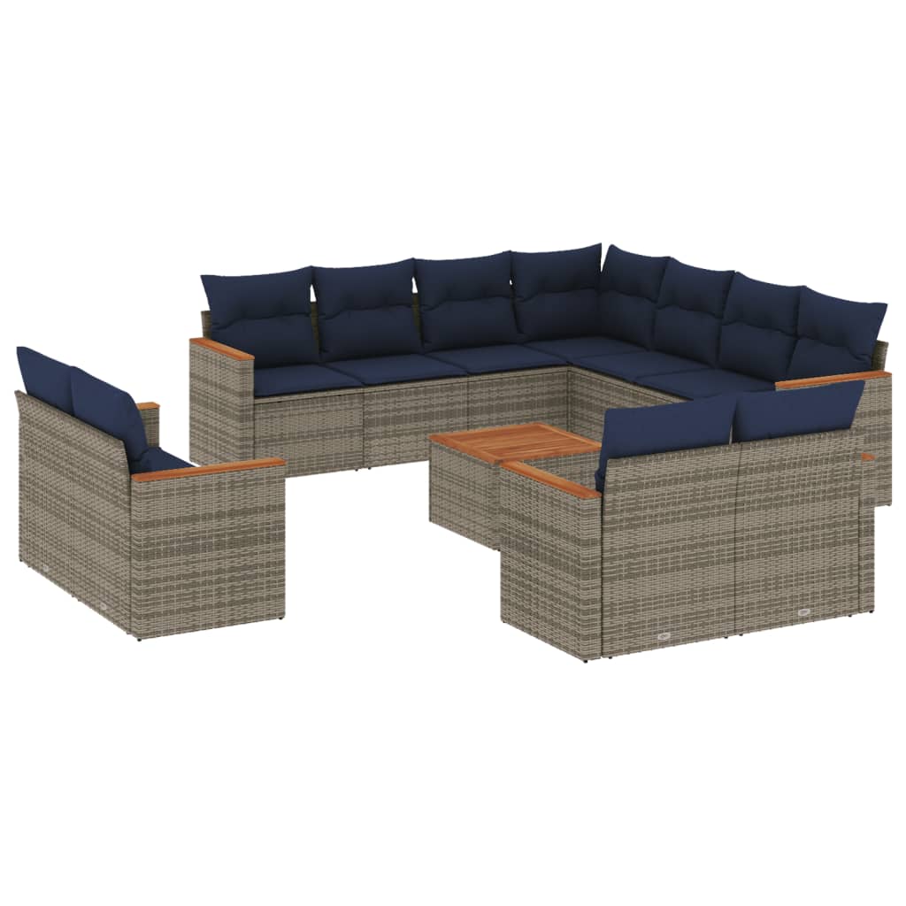 12-delige tuinbankset met kussens, grijs polyrotan is nu te koop bij PeponiXL, paradijselijk wonen!