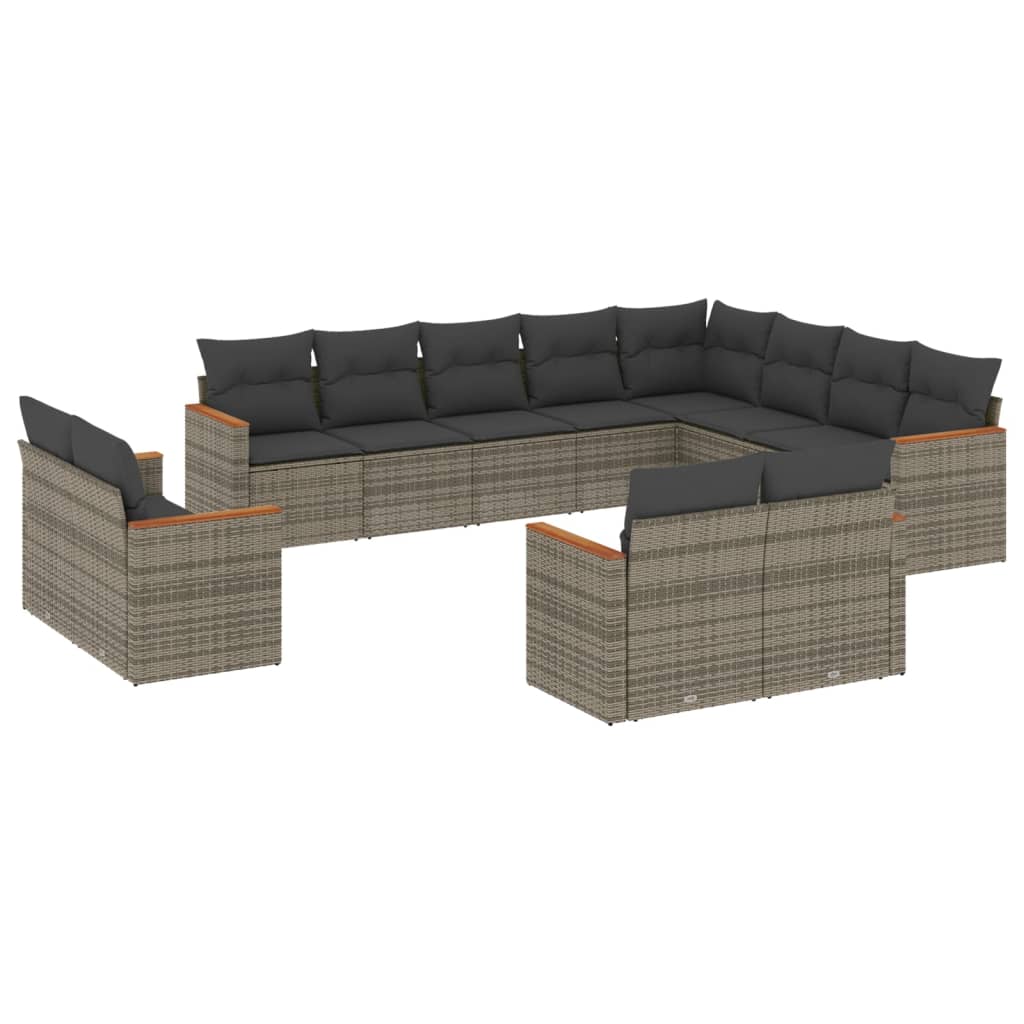 12-delige Loungeset met kussens poly rattan grijs is nu te koop bij PeponiXL, paradijselijk wonen!