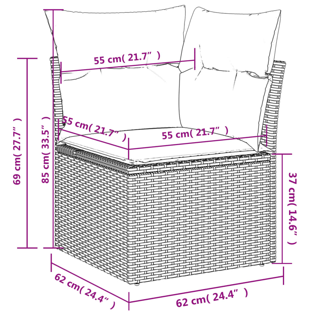 12-delige tuinbankset met kussens, grijs polyrotan is nu te koop bij PeponiXL, paradijselijk wonen!