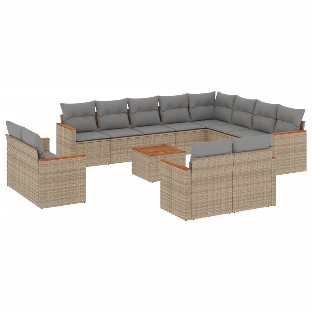 13-delige Loungeset met kussens poly rattan gemengd beige is nu te koop bij PeponiXL, paradijselijk wonen!