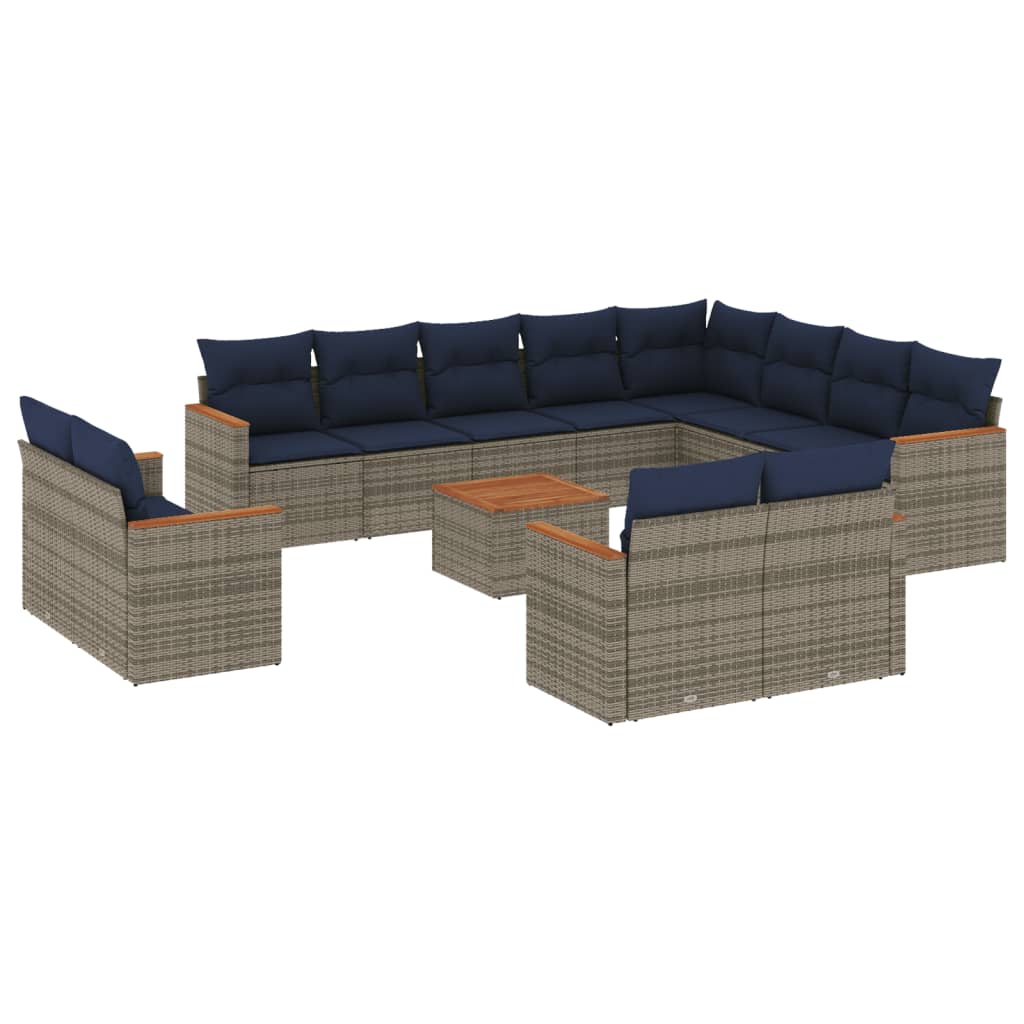 13-delige tuinbankset met kussens, grijs polyrotan is nu te koop bij PeponiXL, paradijselijk wonen!