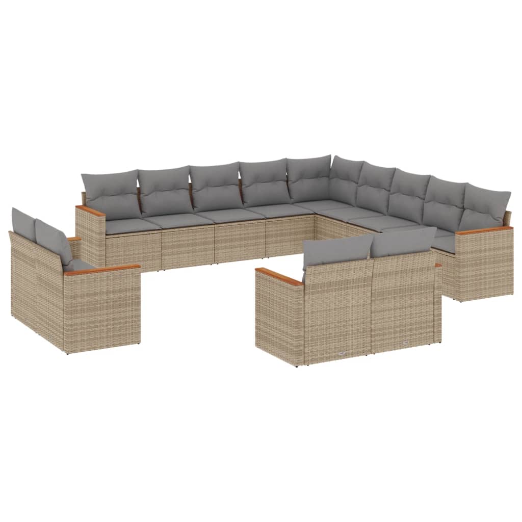 13-delige Loungeset met kussens poly rattan gemengd beige is nu te koop bij PeponiXL, paradijselijk wonen!