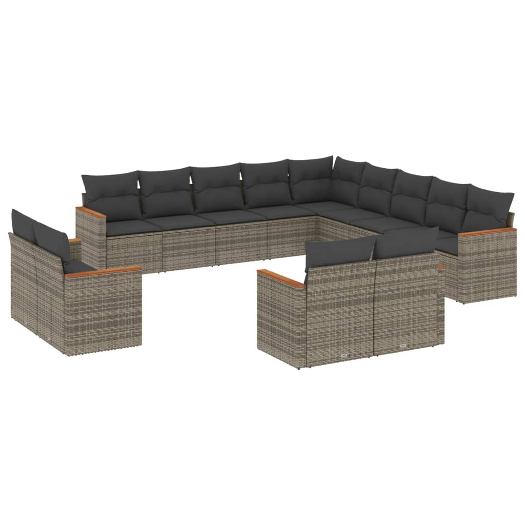13-delige Loungeset met kussens poly rattan grijs is nu te koop bij PeponiXL, paradijselijk wonen!