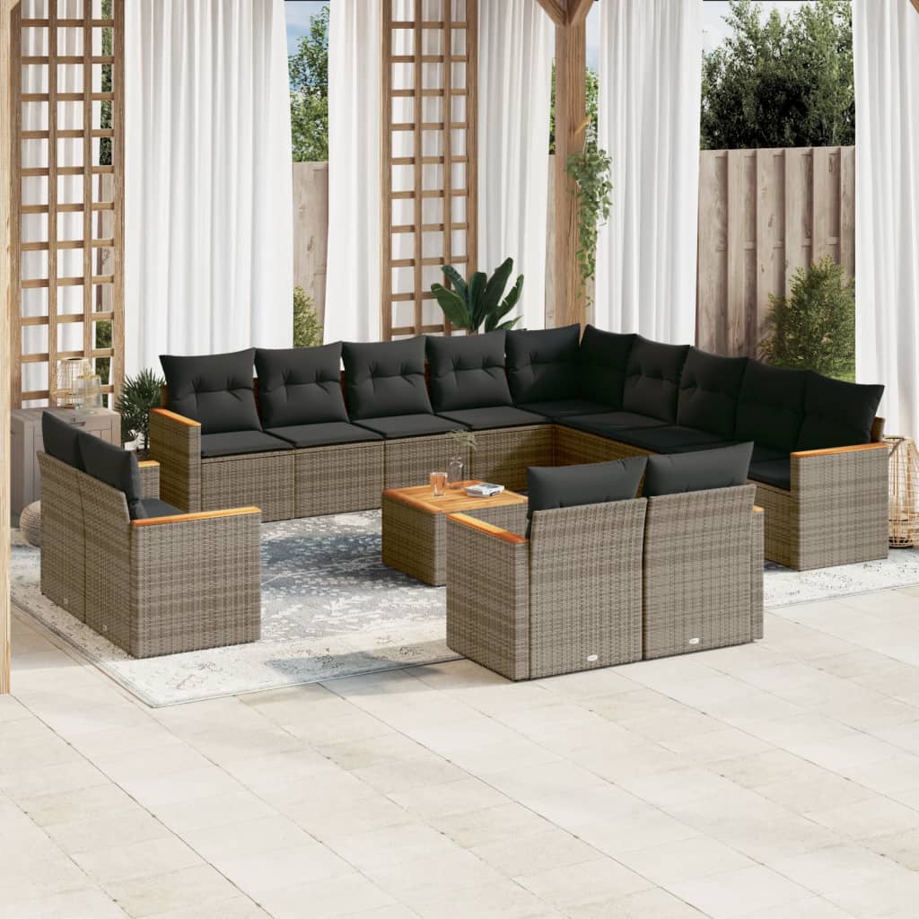 14-delige Loungeset met kussens poly rattan grijs is nu te koop bij PeponiXL, paradijselijk wonen!